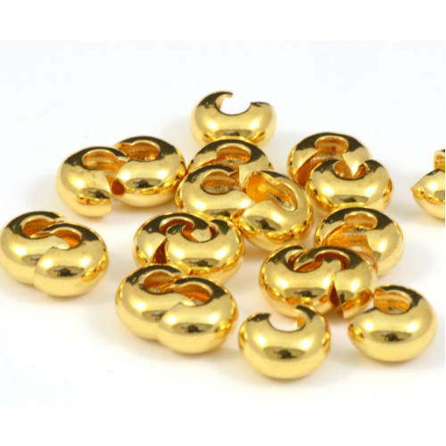 5MM GOLD PLATED CRIMP BEADS COVER ( PACK OF 20)